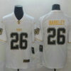 Men’s New York Giants #26 Saquon Barkley White 100th Season Golden Edition Jersey