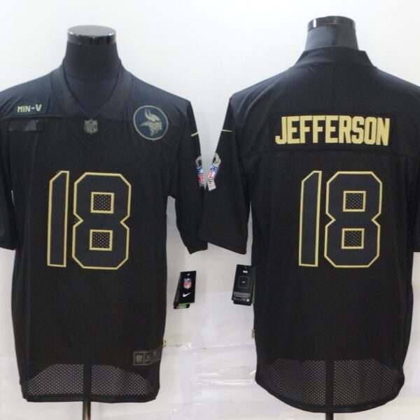 Men’s Minnesota Vikings #18 Justin Jefferson Black 2020 Salute To Service Stitched NFL Nike Limited Jersey