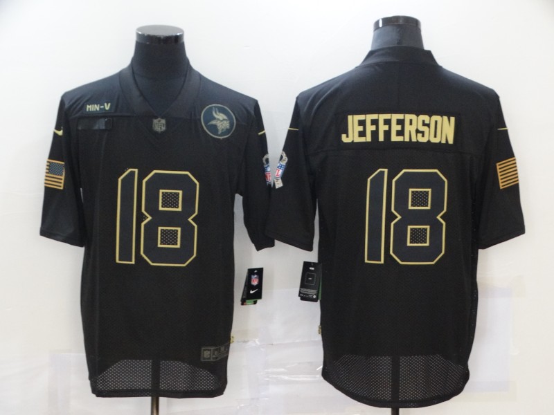 Men’s Minnesota Vikings #18 Justin Jefferson Black 2020 Salute To Service Stitched NFL Nike Limited Jersey