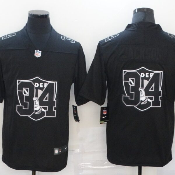 Men’s Las Vegas Raiders #34 Bo Jackson Black 2020 Shadow Logo Vapor Untouchable Stitched NFL Nike Limited Jersey