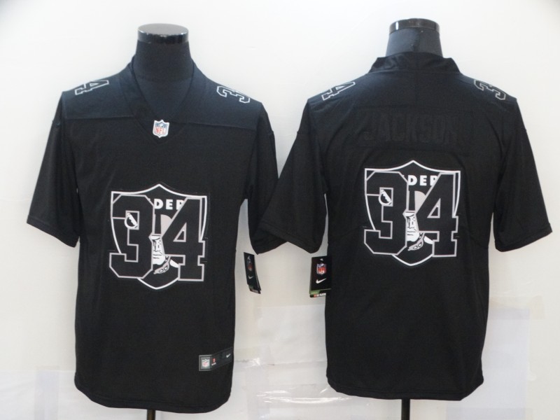 Men’s Las Vegas Raiders #34 Bo Jackson Black 2020 Shadow Logo Vapor Untouchable Stitched NFL Nike Limited Jersey