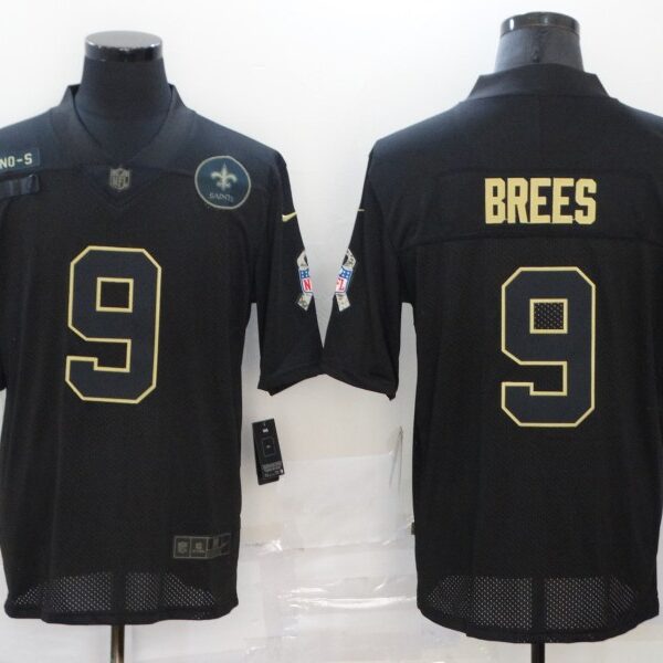 Men’s New Orleans Saints #9 Drew Brees Black 2020 Salute To Service Stitched NFL Nike Limited Jersey