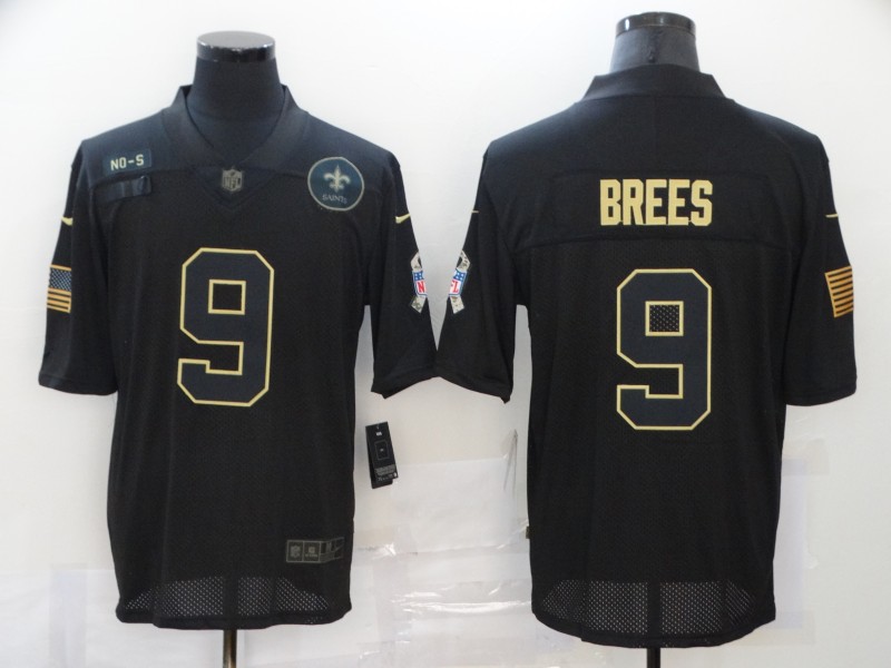 Men’s New Orleans Saints #9 Drew Brees Black 2020 Salute To Service Stitched NFL Nike Limited Jersey