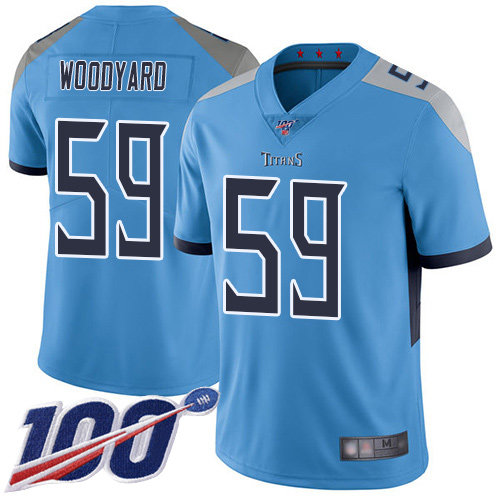 Nike Titans #59 Wesley Woodyard Light Blue Alternate Men’s Stitched NFL 100th Season Vapor Limited Jersey