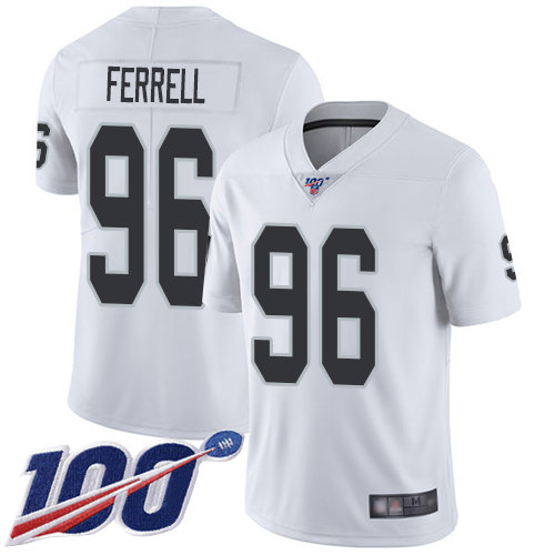 Nike Raiders #96 Clelin Ferrell White Men’s Stitched NFL 100th Season Vapor Limited Jersey