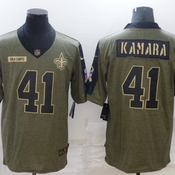 Men’s New Orleans Saints #41 Alvin Kamara Nike Olive 2021 Salute To Service Limited Player Jersey