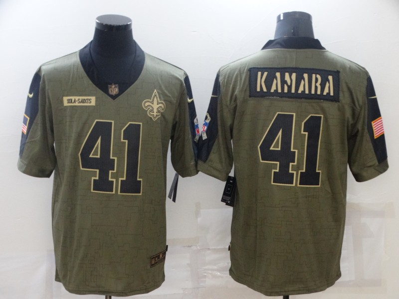 Men’s New Orleans Saints #41 Alvin Kamara Nike Olive 2021 Salute To Service Limited Player Jersey