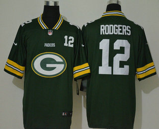 Men’s Green Bay Packers #12 Aaron Rodgers Green 2020 Big Logo Number Vapor Untouchable Stitched NFL Nike Fashion Limited Jersey