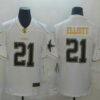 Men’s Dallas Cowboys #21 Ezekiel Elliott White 100th Season Golden Edition Jersey