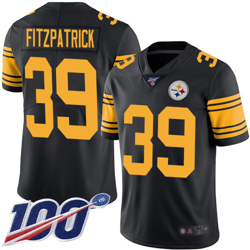 Steelers #39 Minkah Fitzpatrick Black Men’s Stitched Football Limited Rush 100th Season Jersey