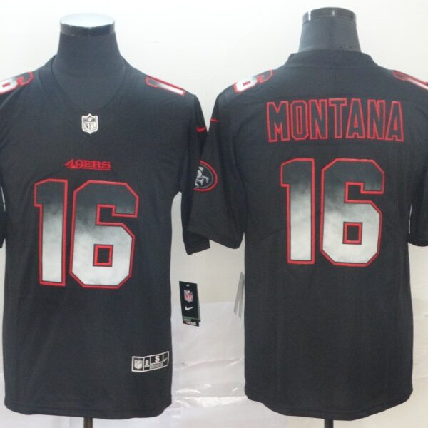 Nike 49ers 16 Joe Montana Black Arch Smoke Vapor Untouchable Limited Jersey