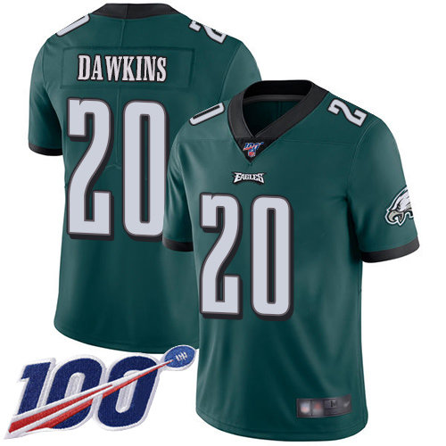 Nike Eagles #20 Brian Dawkins Midnight Green Team Color Men’s Stitched NFL 100th Season Vapor Limited Jersey