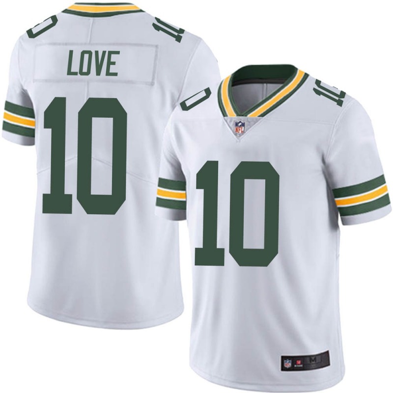 Men’s Green Bay Packers #10 Jordan Love White Limited Vapor Untouchable Jersey