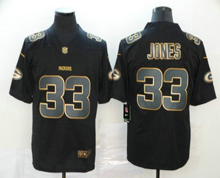 Men’s Green Bay Packers #33 Aaron Jones Black Gold 2019 Vapor Untouchable Stitched NFL Nike Limited Jersey