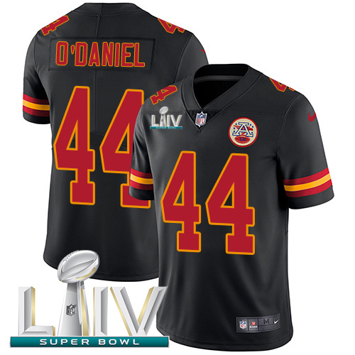 Nike Chiefs #44 Dorian O’Daniel Black Super Bowl LIV 2020 Men’s Stitched NFL Limited Rush Jersey