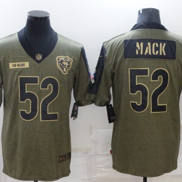 Men’s Chicago Bears #52 Khalil Mack Nike Olive 2021 Salute To Service Limited Player Jersey