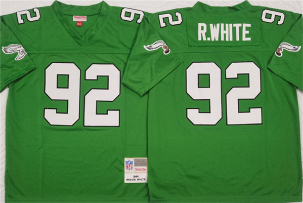 Men’s Philadelphia Eagles #92 Reggie White Kelly Green Throwback Football Stitched Jersey