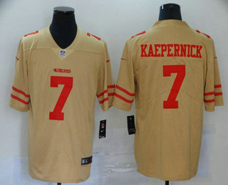 Men’s San Francisco 49ers #7 Colin Kaepernick Gold 2019 Inverted Legend Stitched NFL Nike Limited Jersey