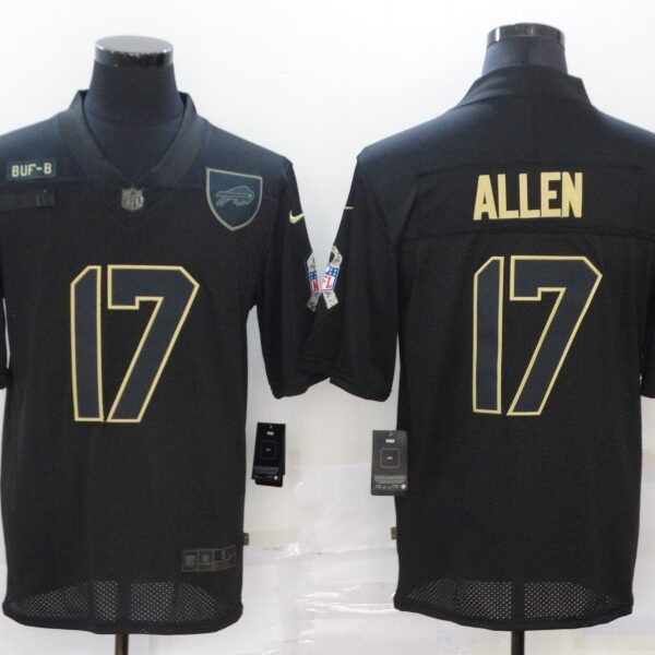 Men’s Buffalo Bills #17 Josh Allen Black 2020 Salute To Service Stitched NFL Nike Limited Jersey