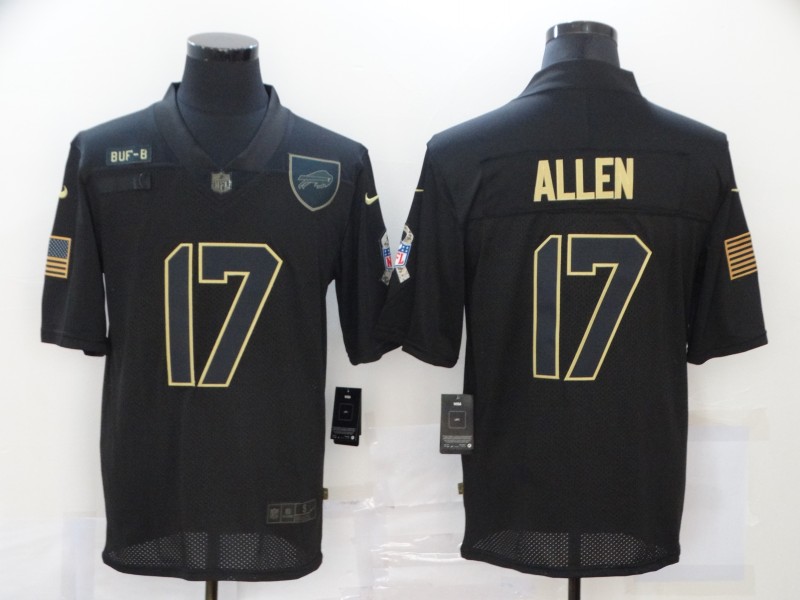 Men’s Buffalo Bills #17 Josh Allen Black 2020 Salute To Service Stitched NFL Nike Limited Jersey