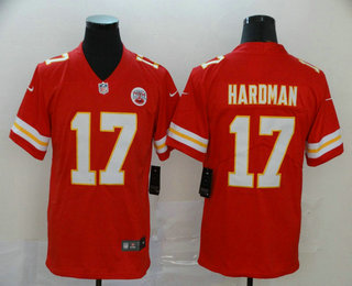 Men’s Kansas City Chiefs #17 Mecole Hardman Red 2017 Vapor Untouchable Stitched NFL Nike Limited Jersey