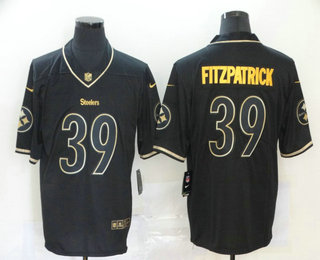 Men’s Pittsburgh Steelers #39 Minkah Fitzpatrick Black 100th Season Golden Edition Jersey