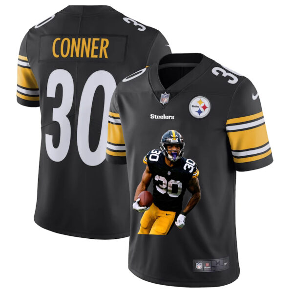 Men’s Pittsburgh Steelers #30 James Conner Black Player Portrait Edition 2020 Vapor Untouchable Stitched NFL Nike Limited Jersey
