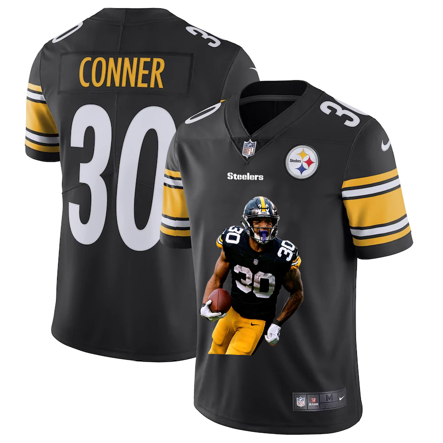 Men’s Pittsburgh Steelers #30 James Conner Black Player Portrait Edition 2020 Vapor Untouchable Stitched NFL Nike Limited Jersey