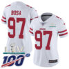 Nike 49ers #97 Nick Bosa White Super Bowl LIV 2020 Women’s Stitched NFL 100th Season Vapor Limited Jersey