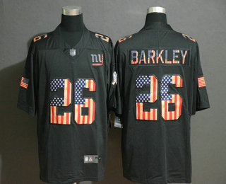 Men’s New York Giants #26 Saquon Barkley 2019 Black Salute To Service USA Flag Fashion Limited Jersey