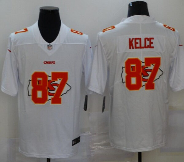 Men’s Kansas City Chiefs #87 Travis Kelce White 2020 Shadow Logo Vapor Untouchable Stitched NFL Nike Limited Jersey