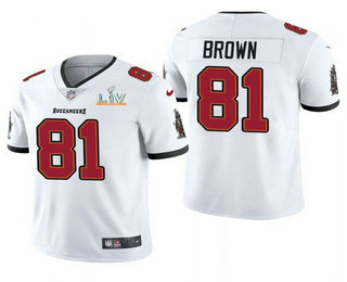 Men’s Tampa Bay Buccaneers #81 Antonio Brown White 2021 Super Bowl LV Limited Stitched NFL Jersey