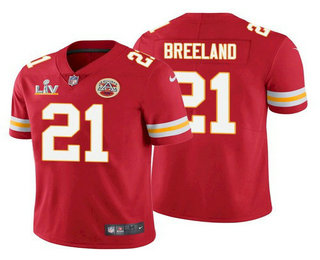 Men’s Kansas City Chiefs #21 Bashaud Breeland Red 2021 Super Bowl LV Limited Stitched NFL Jersey