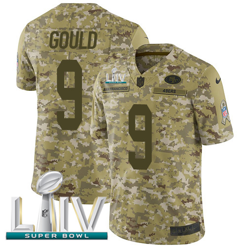 Nike 49ers #9 Robbie Gould Camo Super Bowl LIV 2020 Men’s Stitched NFL Limited 2018 Salute To Service Jersey