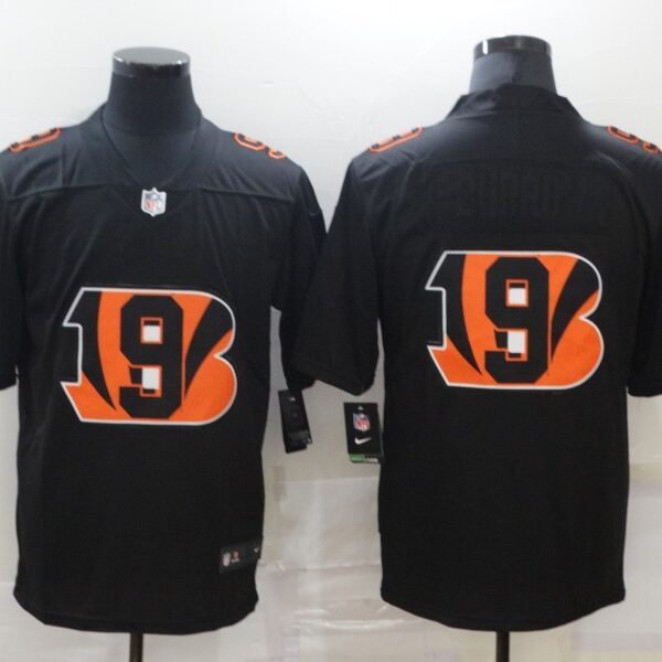 Men’s Cincinnati Bengals #9 Joe Burrow Black 2020 Shadow Logo Vapor Untouchable Stitched NFL Nike Limited Jersey