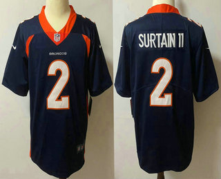 Men’s Denver Broncos #2 Patrick Surtain II Navy Blue 2021 Vapor Untouchable Stitched NFL Nike Limited Jersey