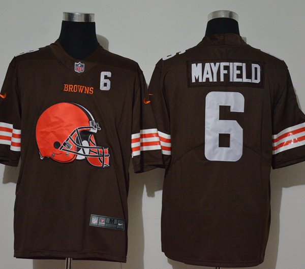 Men’s Cleveland Browns #6 Baker Mayfield Brown 2020 Big Logo Number Vapor Untouchable Stitched NFL Nike Fashion Limited Jersey