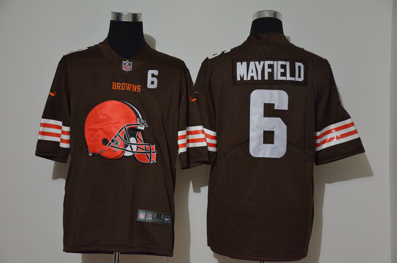 Men’s Cleveland Browns #6 Baker Mayfield Brown 2020 Big Logo Number Vapor Untouchable Stitched NFL Nike Fashion Limited Jersey