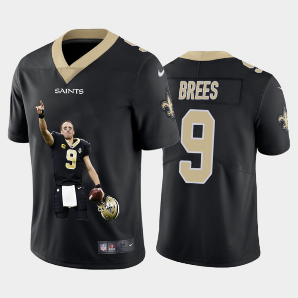 Men’s New Orleans Saints #9 Drew Brees Black Player Portrait Edition 2020 Vapor Untouchable Stitched NFL Nike Limited Jersey
