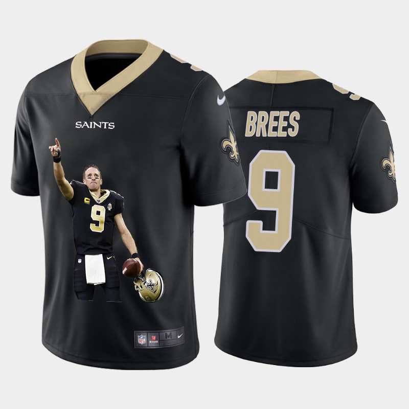 Men’s New Orleans Saints #9 Drew Brees Black Player Portrait Edition 2020 Vapor Untouchable Stitched NFL Nike Limited Jersey