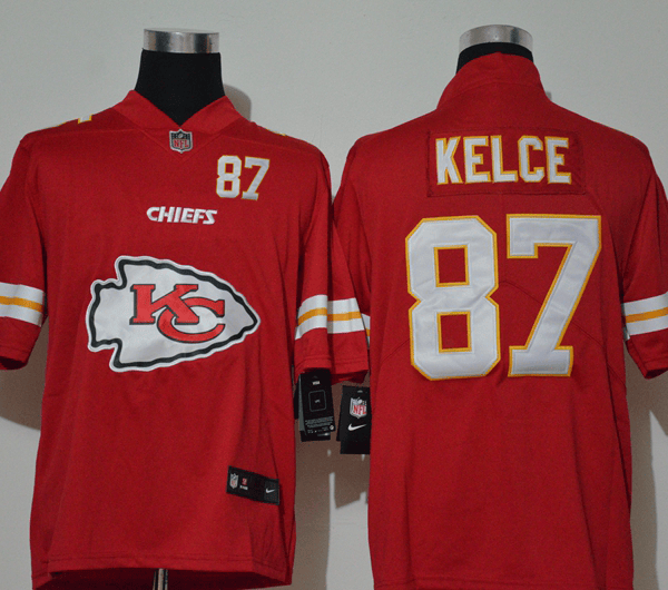 Men’s Kansas City Chiefs #87 Travis Kelce Red 2020 Big Logo Number Vapor Untouchable Stitched NFL Nike Fashion Limited Jersey