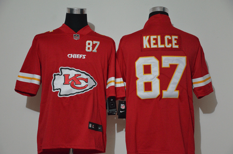 Men’s Kansas City Chiefs #87 Travis Kelce Red 2020 Big Logo Number Vapor Untouchable Stitched NFL Nike Fashion Limited Jersey