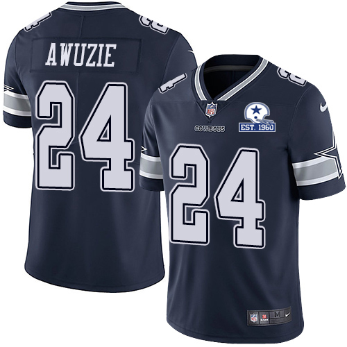 Nike Cowboys #24 Chidobe Awuzie Navy Blue Team Color Men’s Stitched With Established In 1960 Patch NFL Vapor Untouchable Limited Jersey