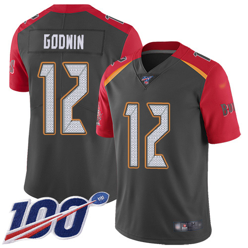 Nike Buccaneers #12 Chris Godwin Gray Men’s Stitched NFL Limited Inverted Legend 100th Season Jersey