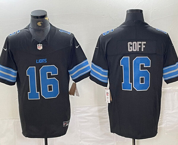 Men’s Detroit Lions #16 Jared Goff Black 2024 F.U.S.E. 2nd Alternate Vapor Limited Football Stitched Jersey