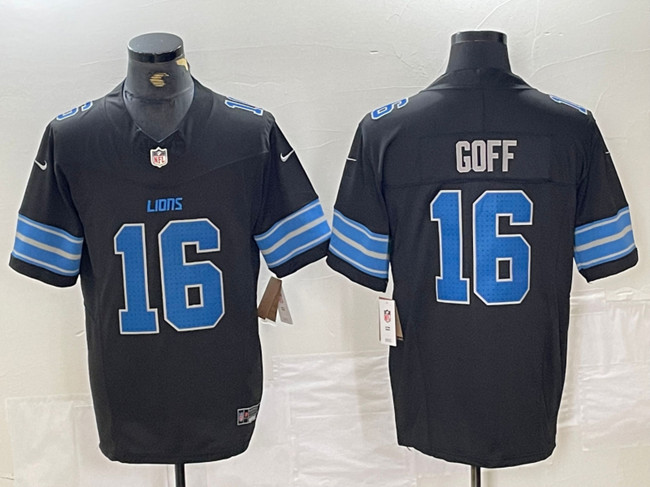 Men’s Detroit Lions #16 Jared Goff Black 2024 F.U.S.E. 2nd Alternate Vapor Limited Football Stitched Jersey