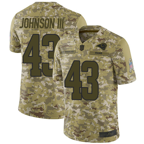 Rams #43 John Johnson III Camo Men’s Stitched Football Limited 2018 Salute To Service Jersey