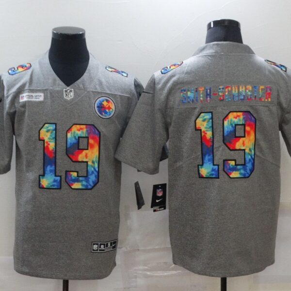Men’s Pittsburgh Steelers #19 JuJu Smith-Schuster 2020 Grey Crucial Catch Limited Stitched NFL Jersey