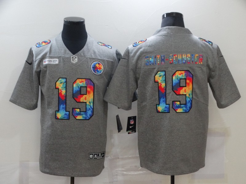 Men’s Pittsburgh Steelers #19 JuJu Smith-Schuster 2020 Grey Crucial Catch Limited Stitched NFL Jersey