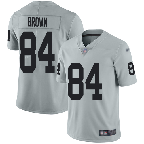 Nike Raiders #84 Antonio Brown Silver Men’s Stitched NFL Limited Inverted Legend Jersey